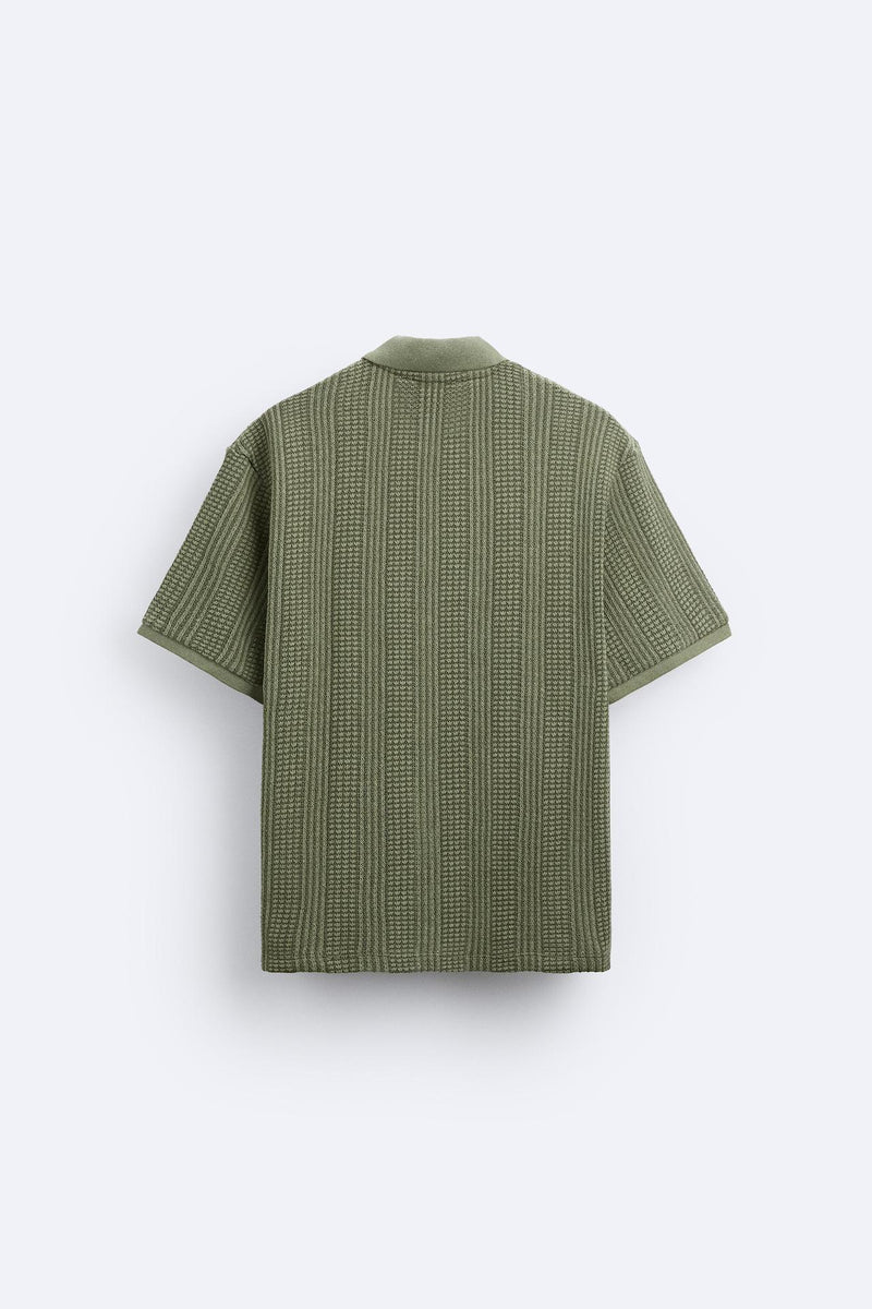 Camiseta polo estruturada exclusiva Old Money com meio zíper
