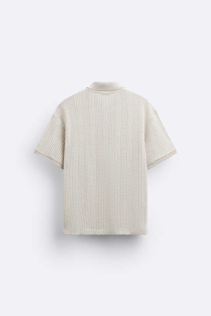 Camiseta polo estruturada exclusiva Old Money com meio zíper