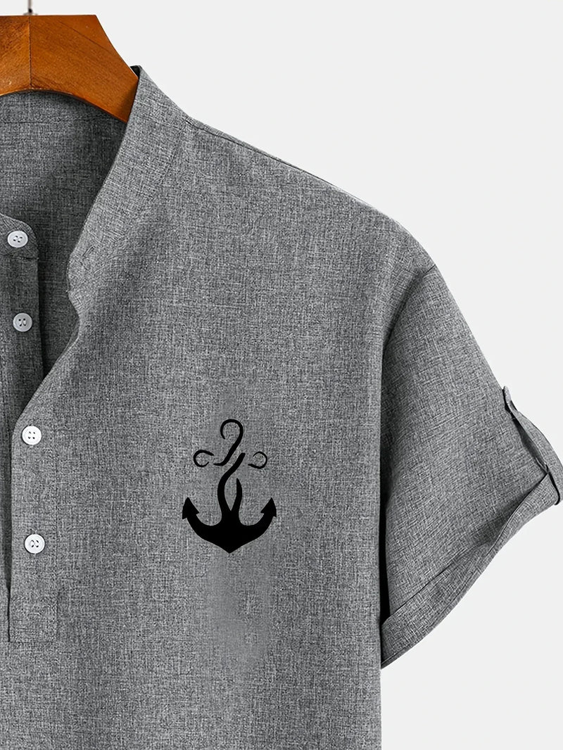 Lacy – Elegant short-sleeved shirt with stand-up collar