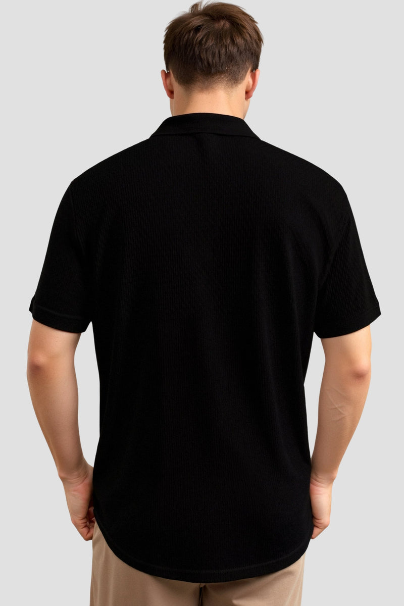 Camisa de manga curta com estampa de ondulações casual Old Money