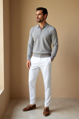 Camiseta polo de manga comprida com zíper Smart Luxury