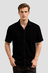 Camisa de manga curta com estampa de ondulações casual Old Money
