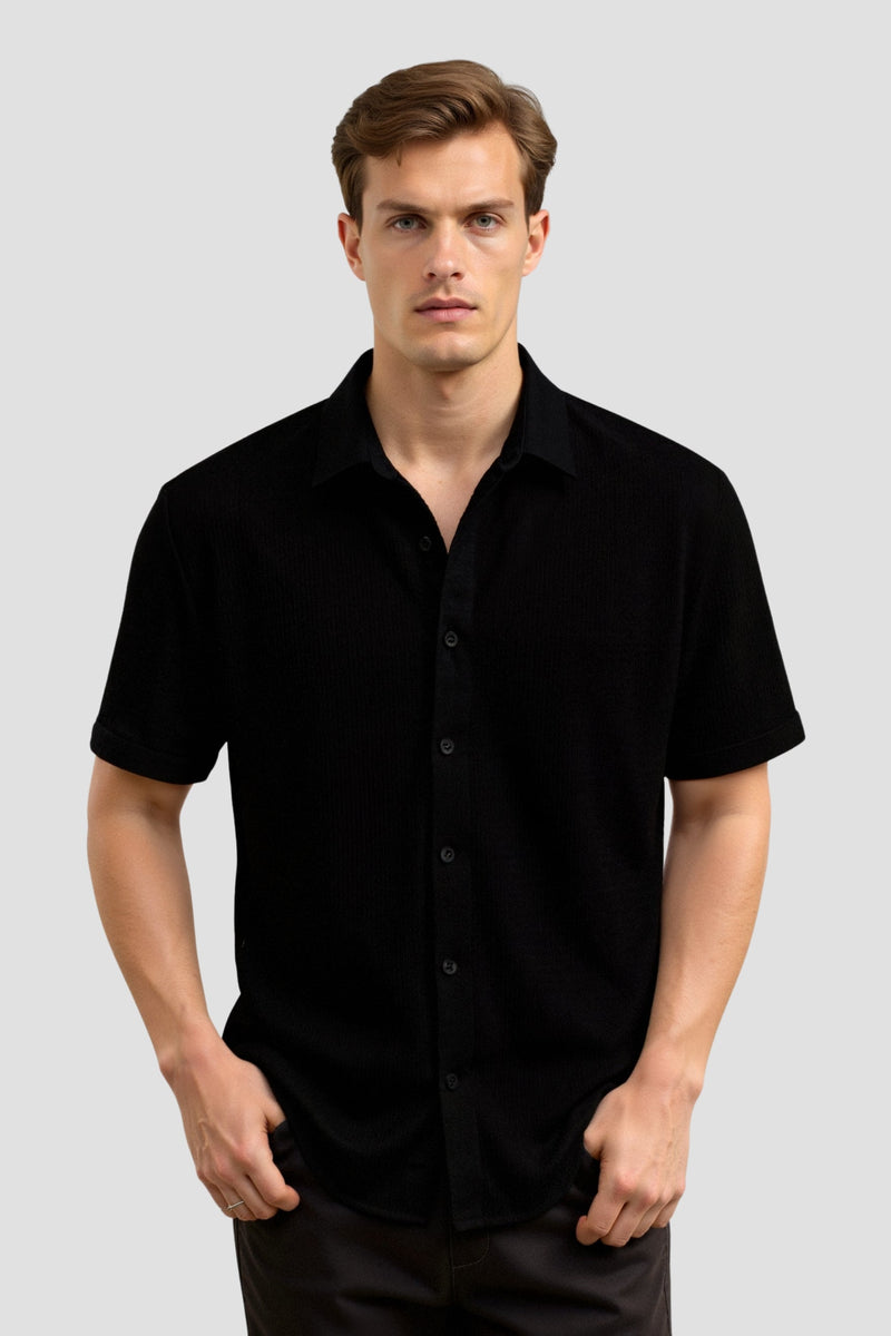 Camisa de manga curta com estampa de ondulações casual Old Money