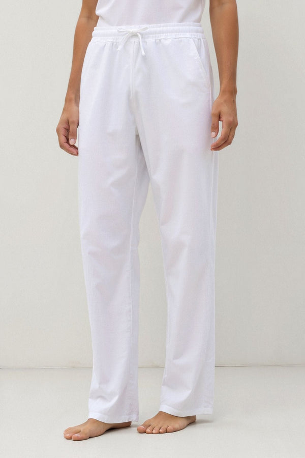 Pantalones con cordón de mezcla de algodón y lino Old Money