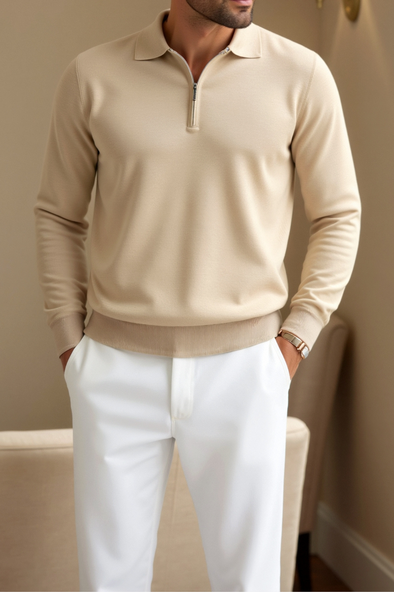 Camiseta polo de manga comprida com zíper Smart Luxury