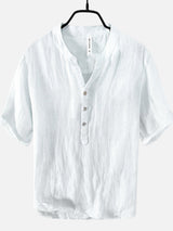 WES | LINEN V-NECK SHORT-SLEEVED SHIRT