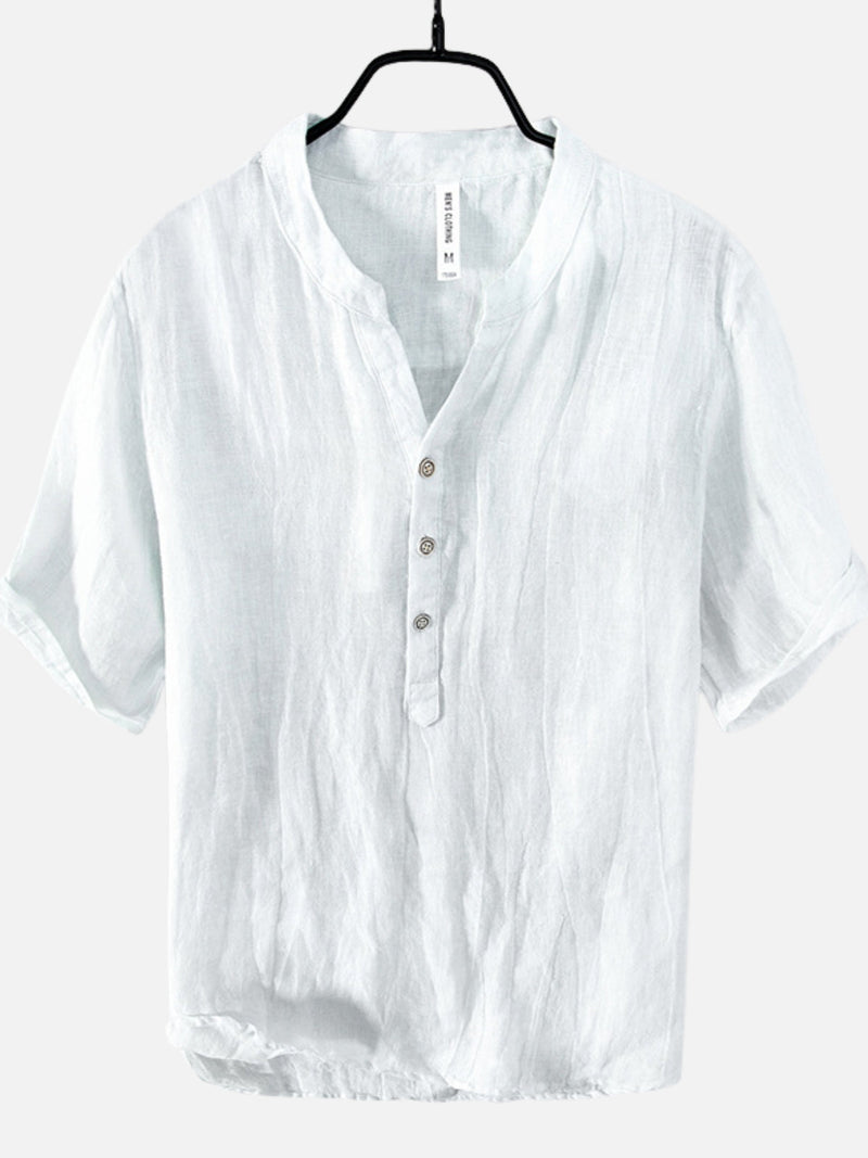 WES | LINEN V-NECK SHORT-SLEEVED SHIRT
