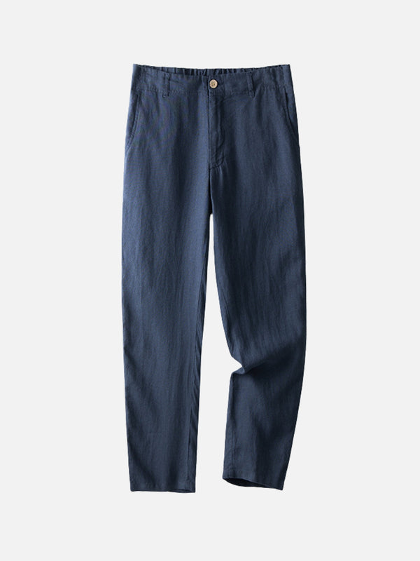 DINO | LINEN ESSENTIALS STRAIGHT-LEG TROUSERS
