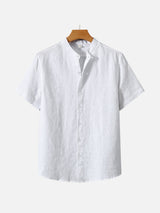 SAUL | LINEN STAND-UP COLLAR SHORT-SLEEVED SHIRT