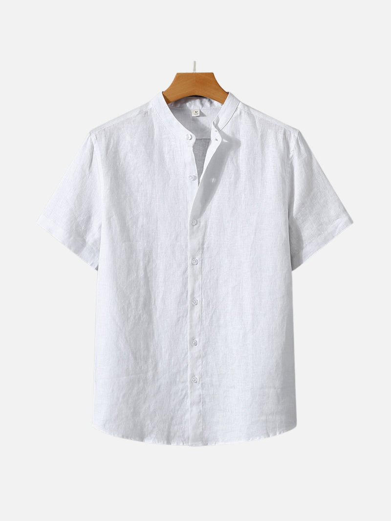 SAUL | LINEN STAND-UP COLLAR SHORT-SLEEVED SHIRT