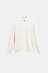 Cardigan luxuoso de malha sólida com gola redonda