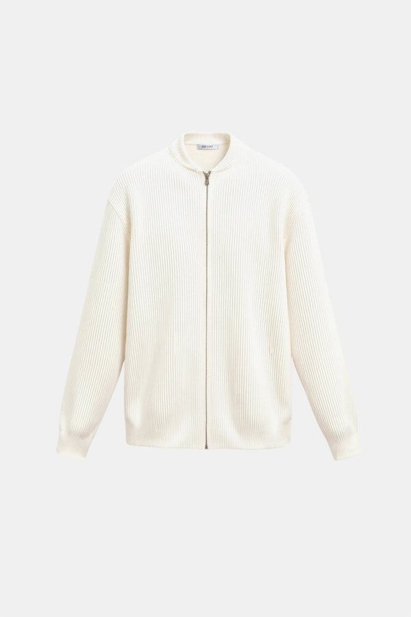 Cardigan luxuoso de malha sólida com gola redonda