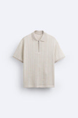 Camiseta polo estruturada exclusiva Old Money com meio zíper