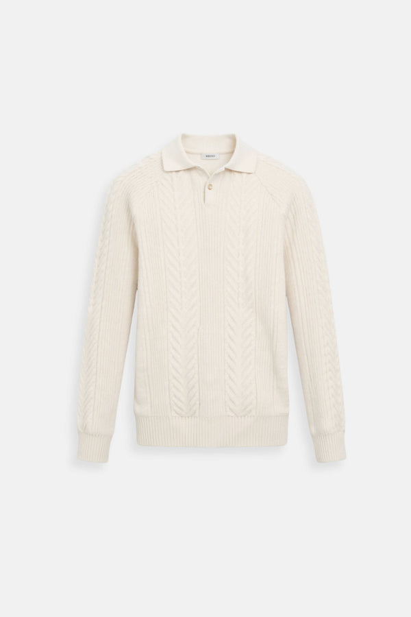 Suéter de golf de manga larga con textura de punto liso retro para hombre de Old Money