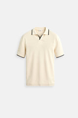 Camiseta polo sem mangas de verão com corte slim e contraste Old Money