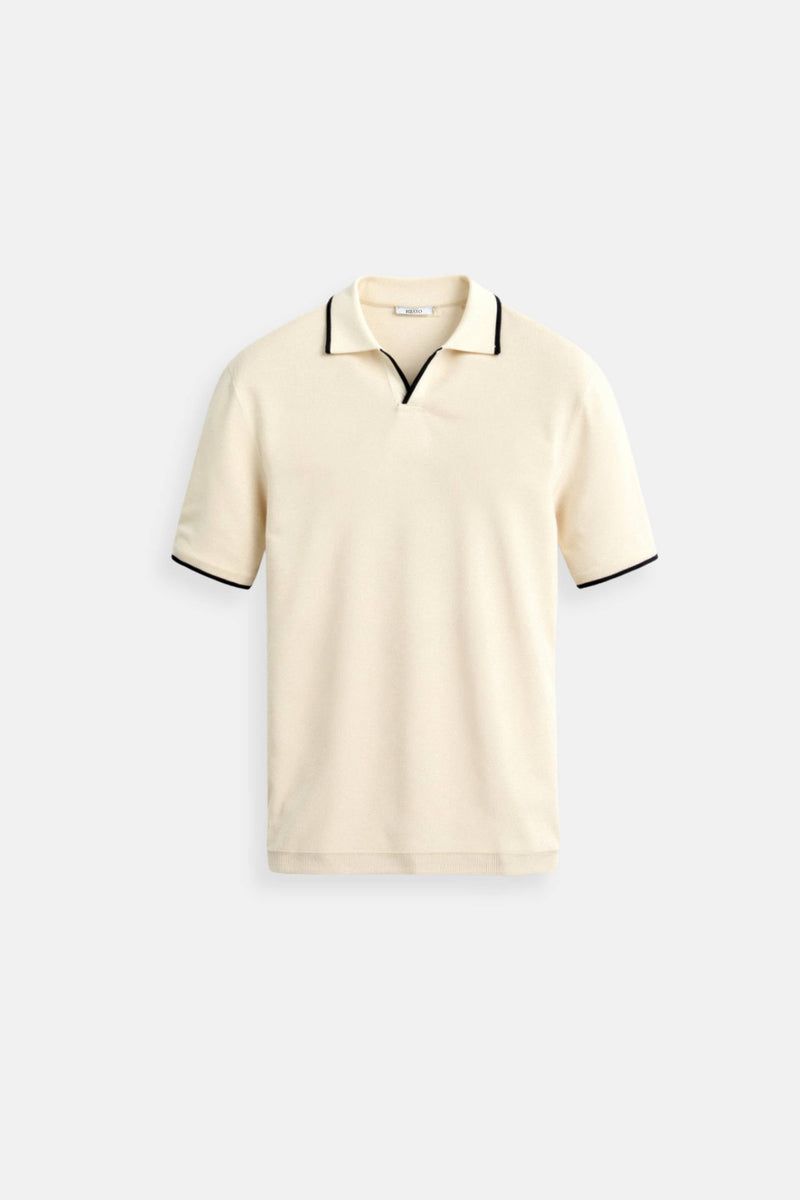 Camiseta polo sem mangas de verão com corte slim e contraste Old Money
