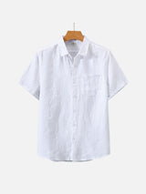 OWEN | LINEN SHIRT WITH SQUARE COLLAR AND POCKETS