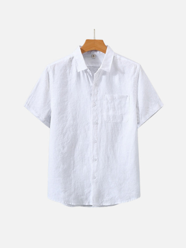 OWEN | LINEN SHIRT WITH SQUARE COLLAR AND POCKETS
