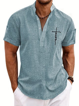 Lacy – Elegant short-sleeved shirt with stand-up collar