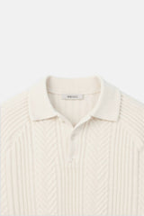 Suéter de golfe de manga comprida com textura de cor sólida retrô masculino Old Money