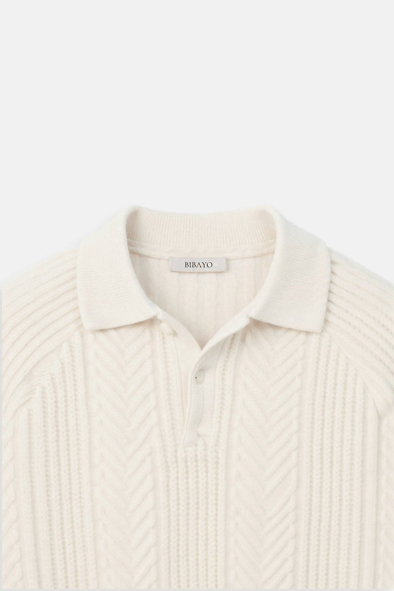 Suéter de golfe de manga comprida com textura de cor sólida retrô masculino Old Money