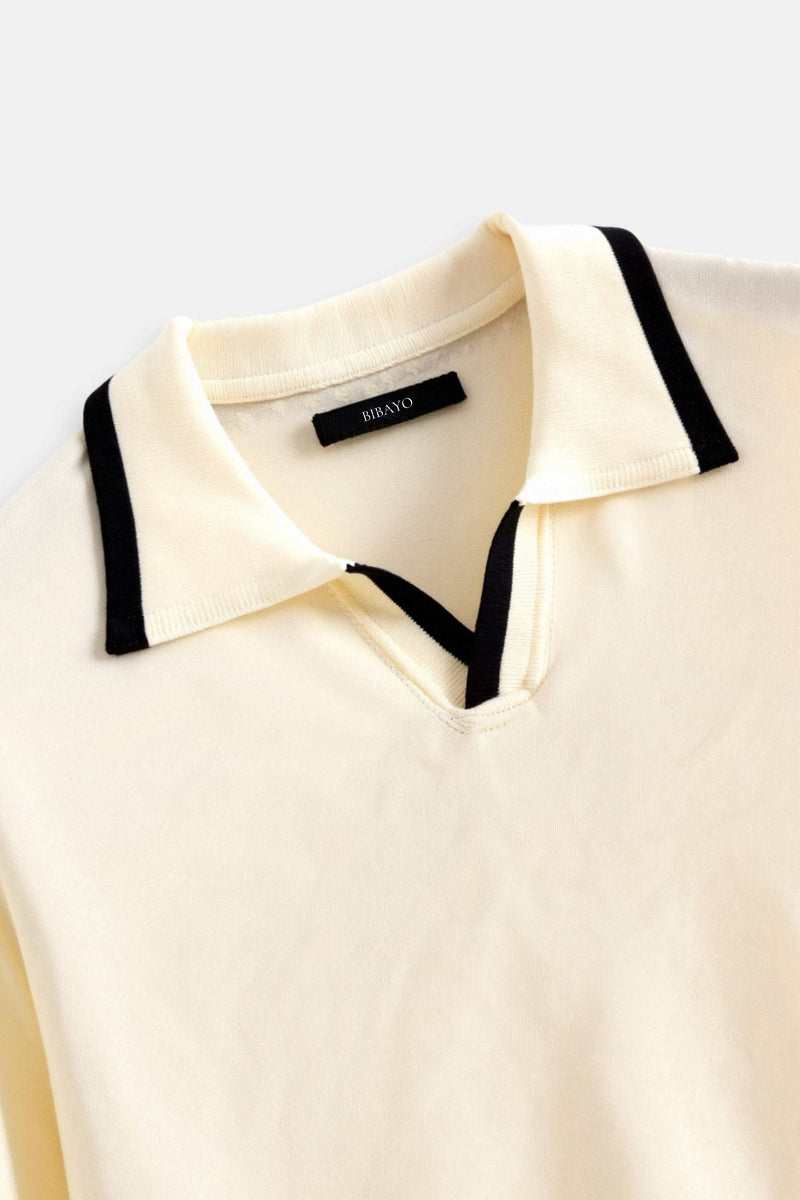 Camiseta polo sem mangas de verão com corte slim e contraste Old Money