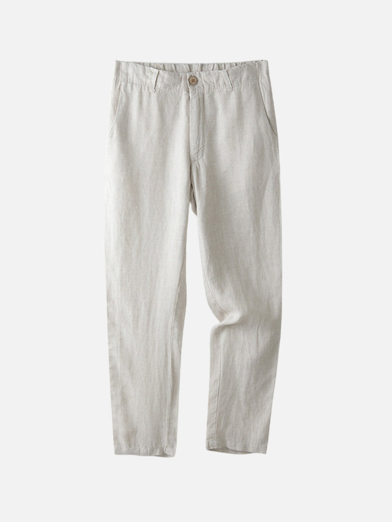 DINO | LINEN ESSENTIALS STRAIGHT-LEG TROUSERS