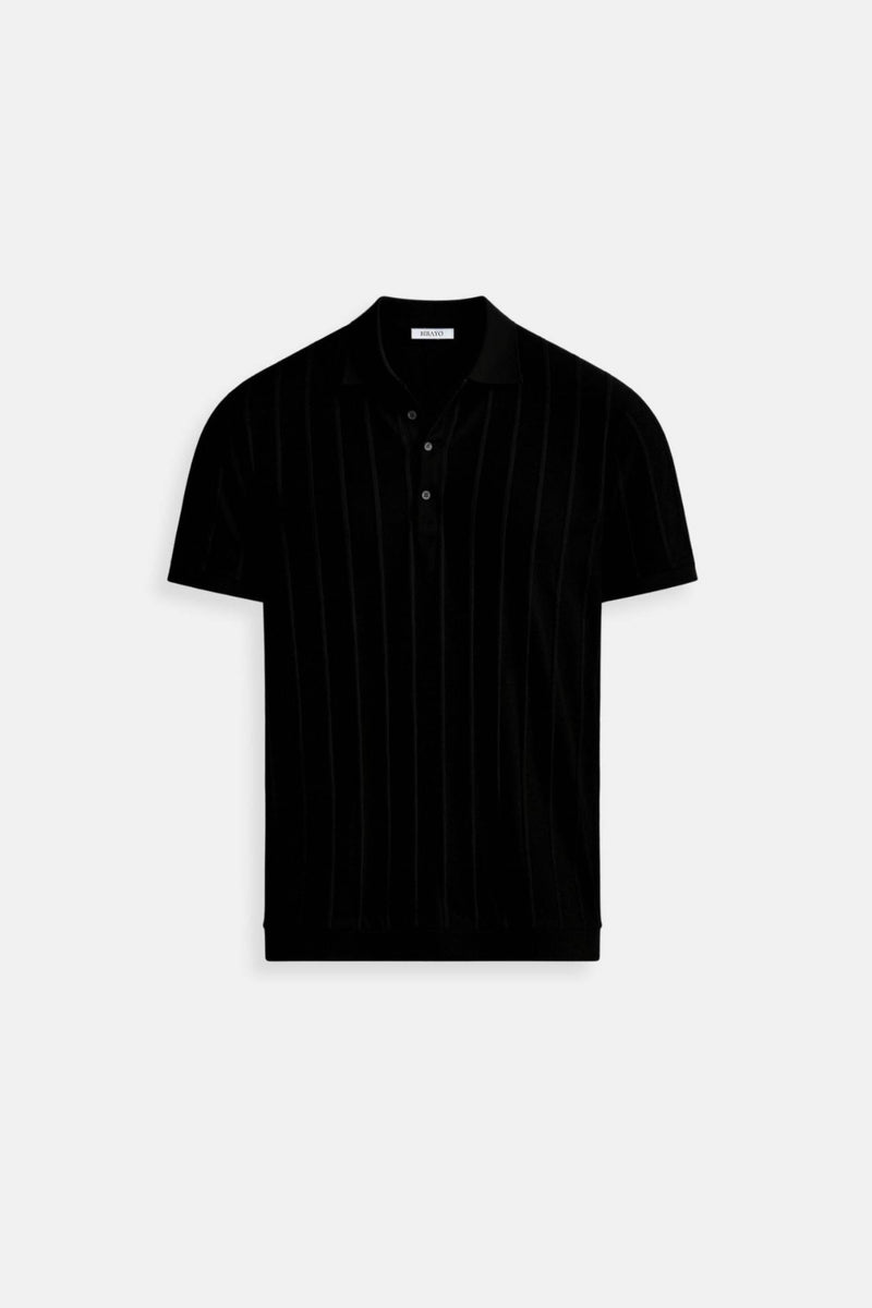 Camiseta polo chique listrada vertical Old Money com botões 