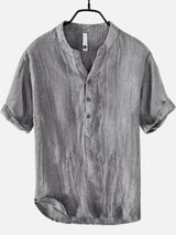WES | LINEN V-NECK SHORT-SLEEVED SHIRT