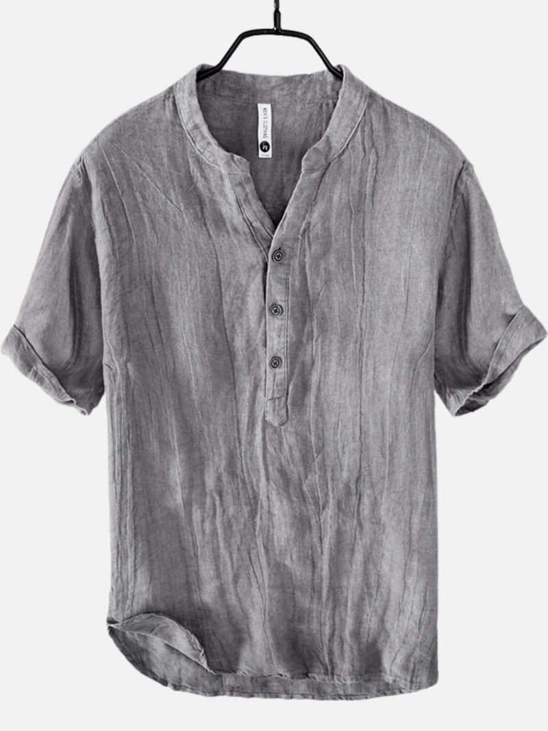 WES | LINEN V-NECK SHORT-SLEEVED SHIRT