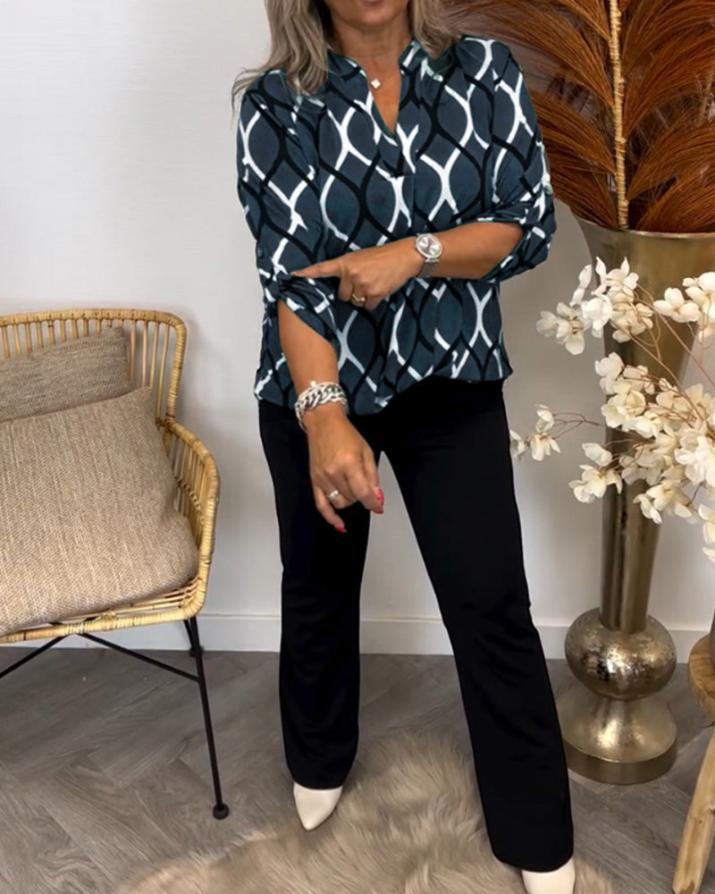 Janny | Blusa casual com mangas compridas e estampa elegante