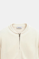 Cardigan luxuoso de malha sólida com gola redonda