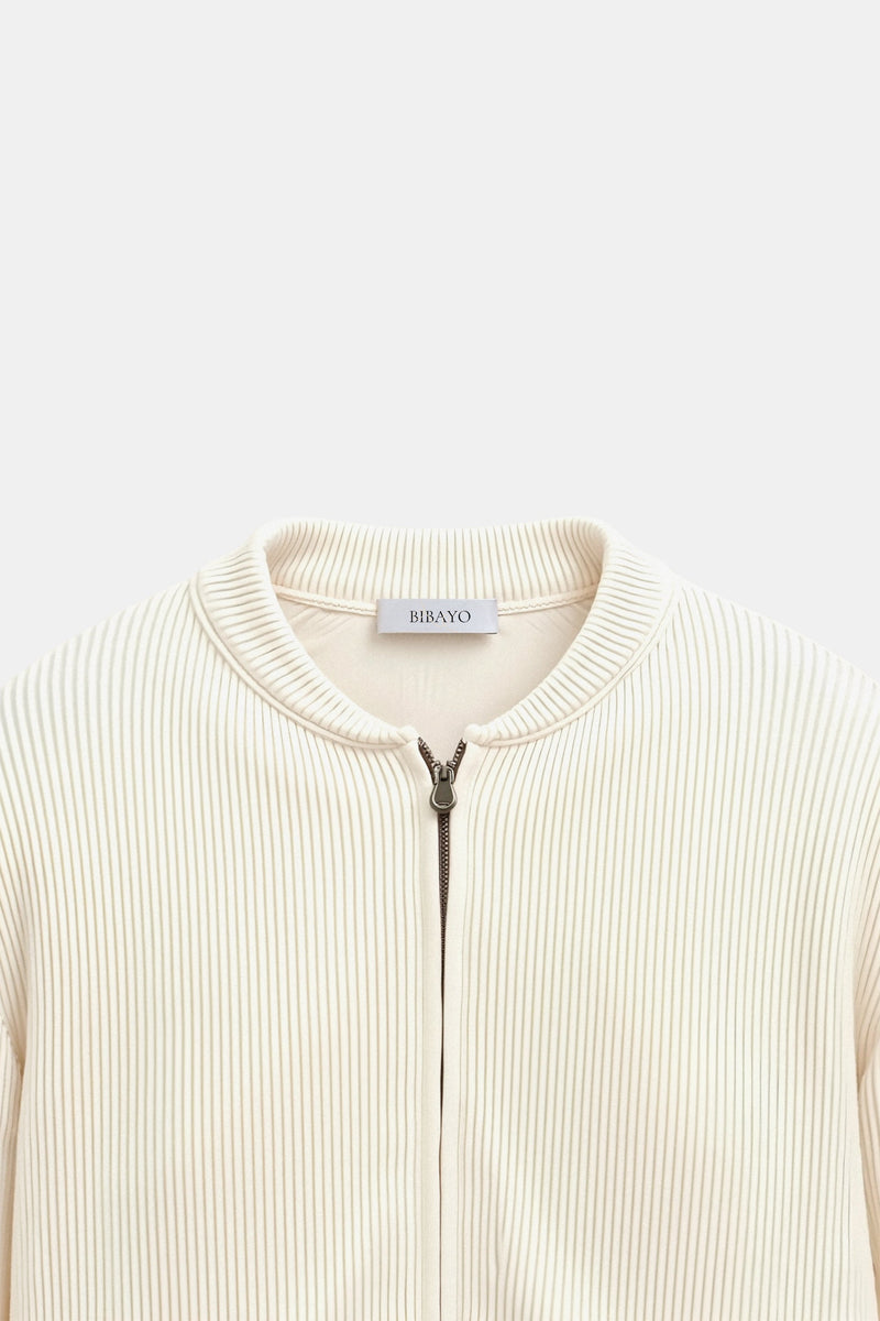 Cardigan luxuoso de malha sólida com gola redonda