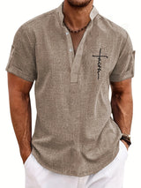 Lacy – Elegant short-sleeved shirt with stand-up collar