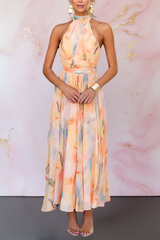 Naomi | Vestido elegante justo com estampa aquarela