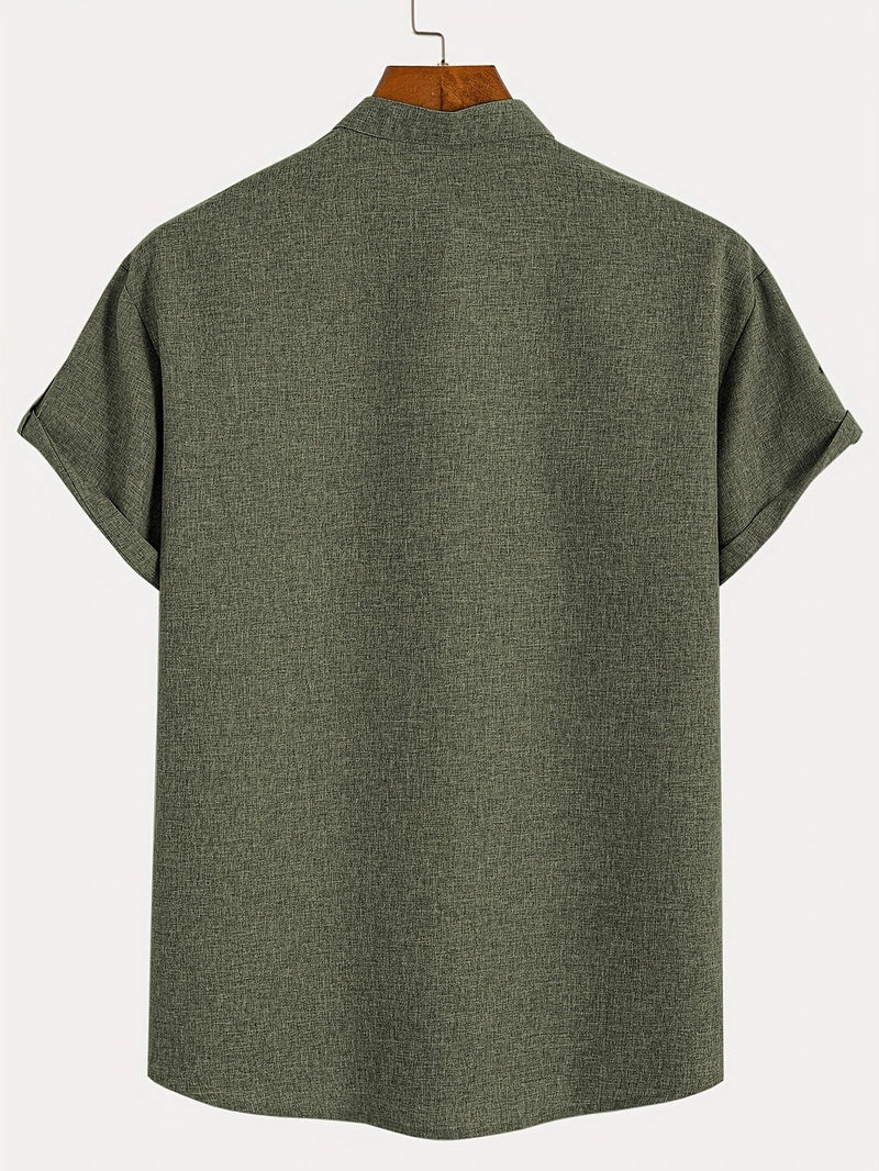 Lacy – Elegant short-sleeved shirt with stand-up collar