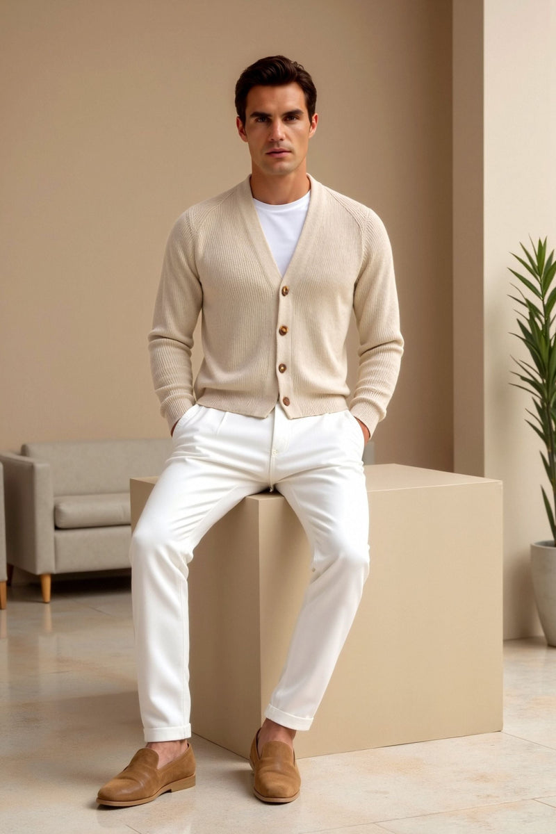 Cardigan elegante e luxuoso com decote em V