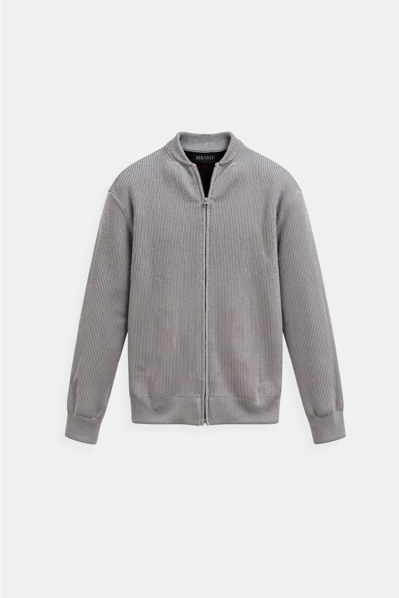 Cardigan luxuoso de malha sólida com gola redonda