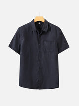 OWEN | LINEN SHIRT WITH SQUARE COLLAR AND POCKETS