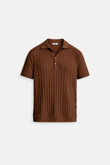 Camiseta polo chique listrada vertical Old Money com botões 