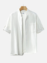 GIAN | COTTON LINEN STAND-UP COLLAR SHIRT