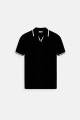 Camiseta polo sem mangas de verão com corte slim e contraste Old Money