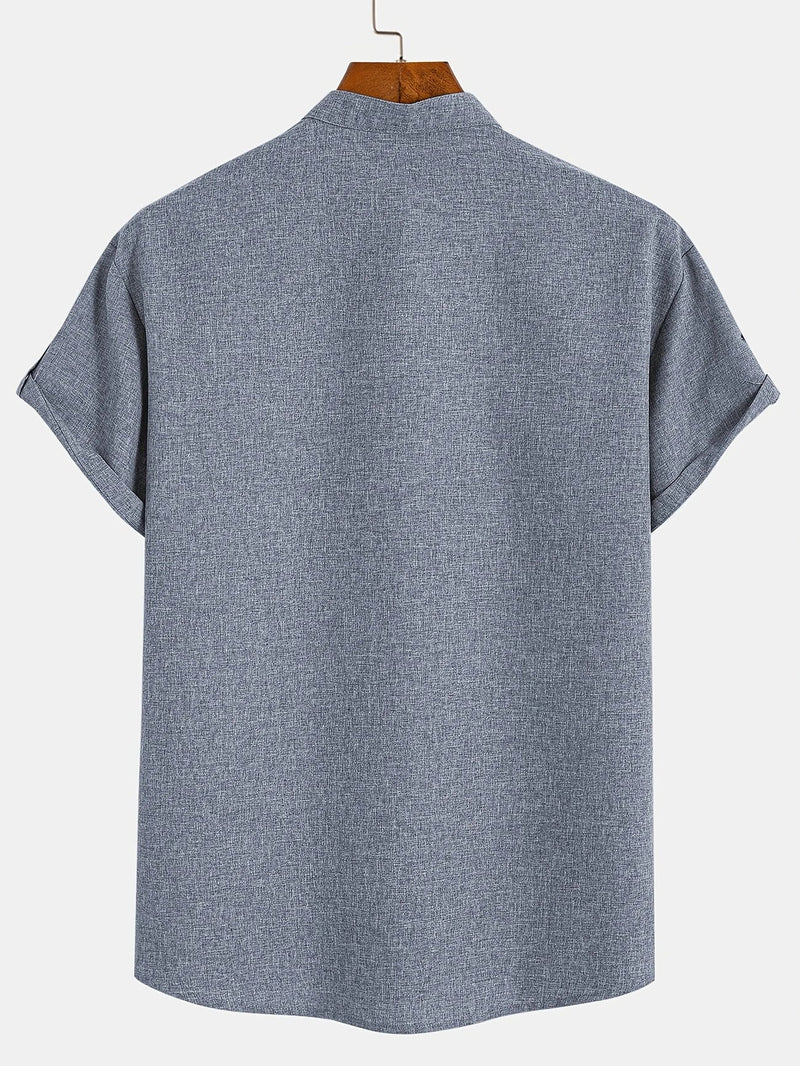 Lacy – Elegant short-sleeved shirt with stand-up collar