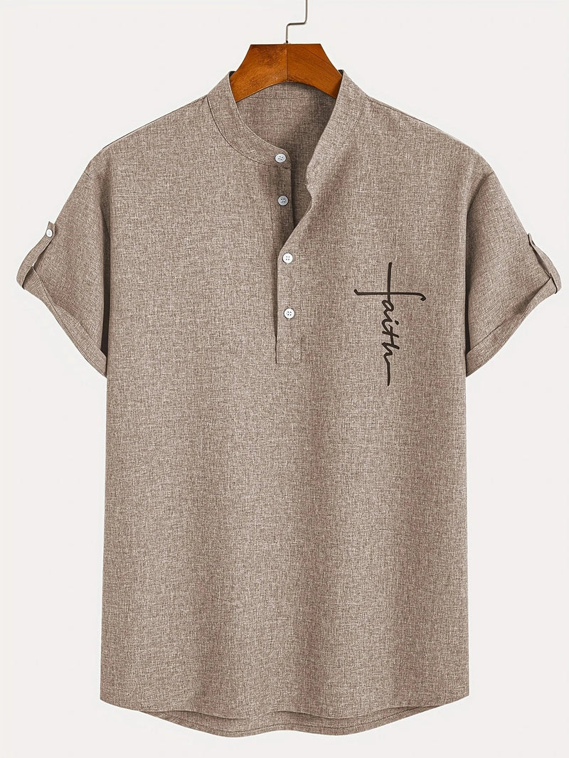 Lacy – Elegant short-sleeved shirt with stand-up collar