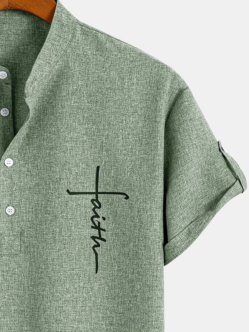 Lacy – Elegant short-sleeved shirt with stand-up collar