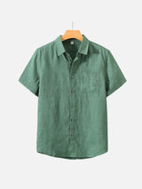 OWEN | LINEN SHIRT WITH SQUARE COLLAR AND POCKETS