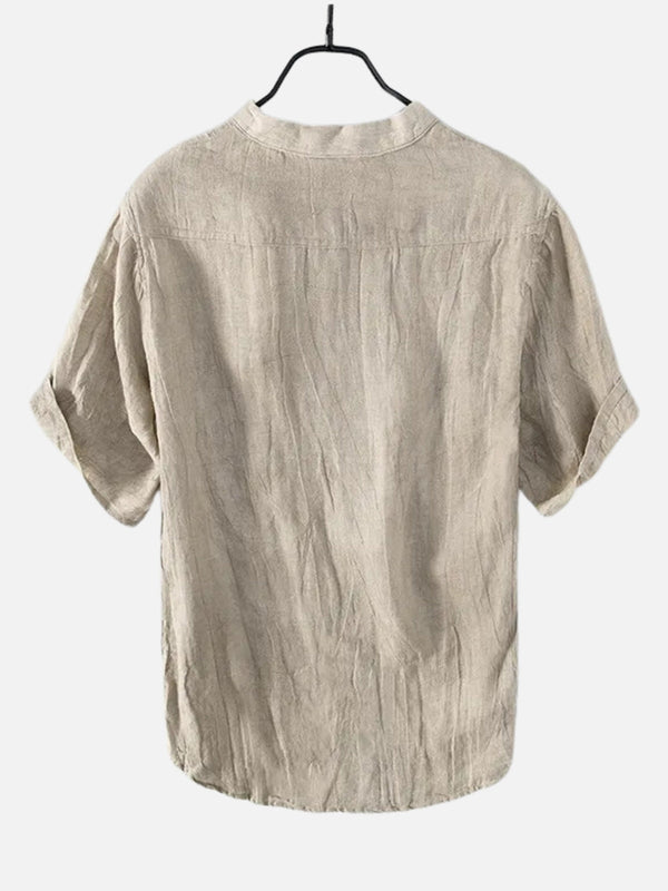 WES | LINEN V-NECK SHORT-SLEEVED SHIRT