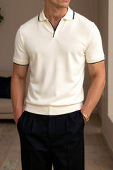 Camiseta polo sem mangas de verão com corte slim e contraste Old Money