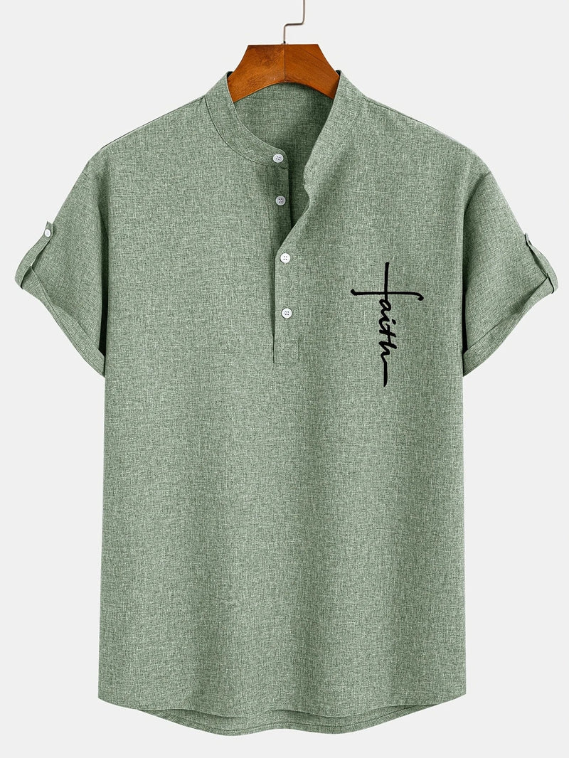 Lacy – Elegant short-sleeved shirt with stand-up collar