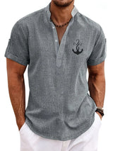 Lacy – Elegant short-sleeved shirt with stand-up collar
